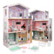 Casa de papusi cu 3 etaje, lift functional, 4 camere cu mobilier complet si accesorii, 117 cm, lemn MDF pastel